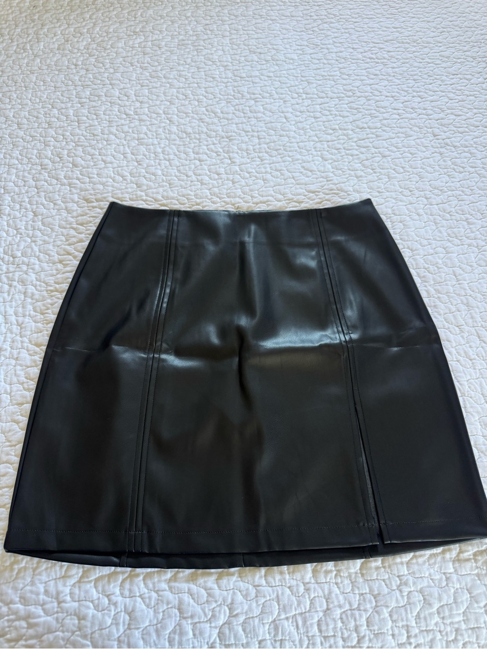 Mango Black Faux synthetics Leather Panel Mini Skirt